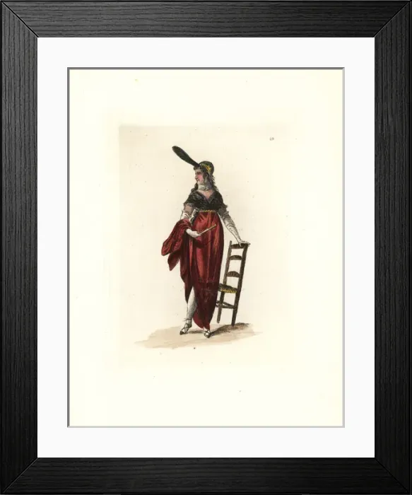 Framed Print : Costume of Madame Peters, merveilleuse Framed Print : Costume of Madame Peters, merveilleuse