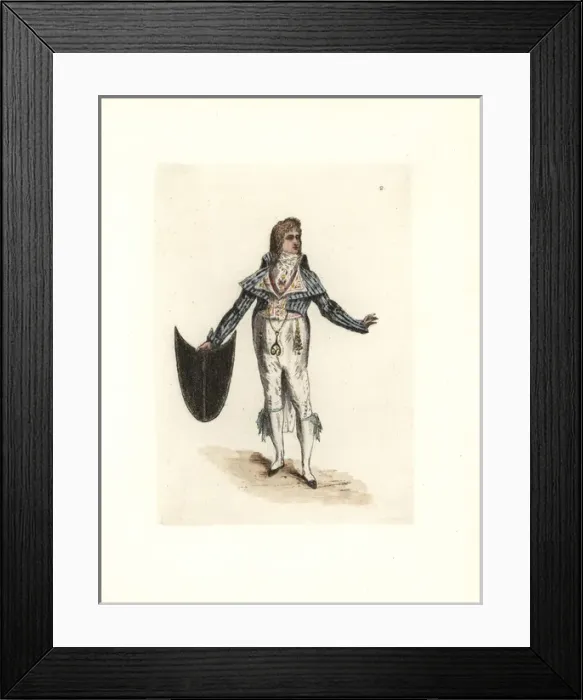 Framed Print : Costume of Lagorille, wig artist, one of Framed Print : Costume of Lagorille, wig artist, one of