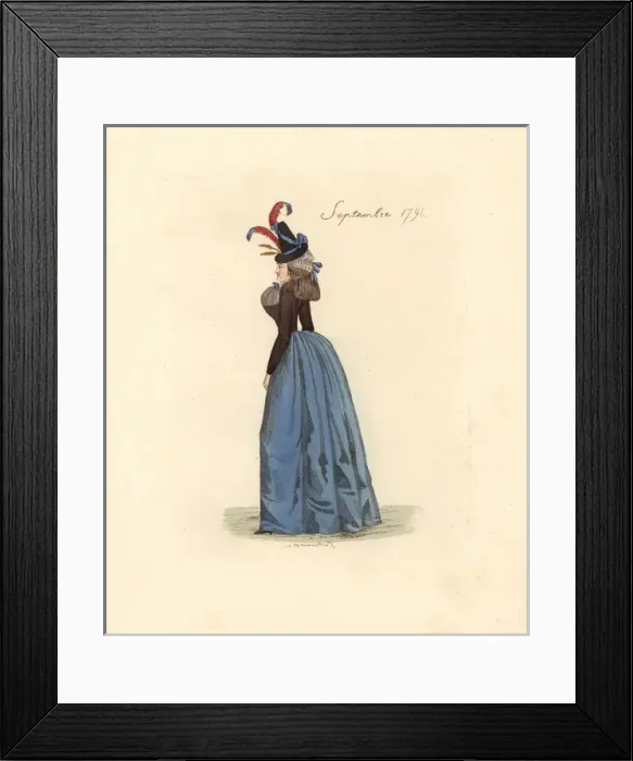 Framed Print : French woman wearing the fashion of September 1791 Framed Print : French woman wearing the fashion of September 1791