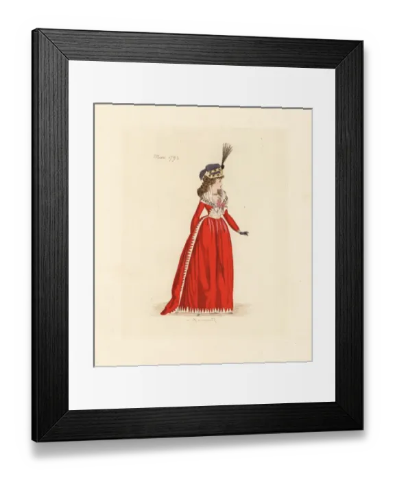 Framed Print : French woman wearing the fashion of February 1793 Framed Print : French woman wearing the fashion of February 1793