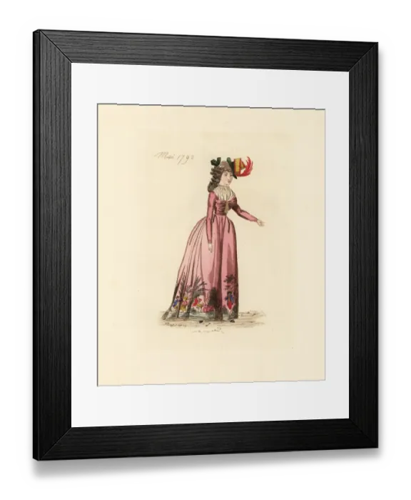 Framed Print : French woman wearing the fashion of May 1792 Framed Print : French woman wearing the fashion of May 1792