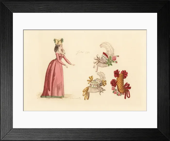 Framed Print : French woman wearing the fashion of July 1792 Framed Print : French woman wearing the fashion of July 1792