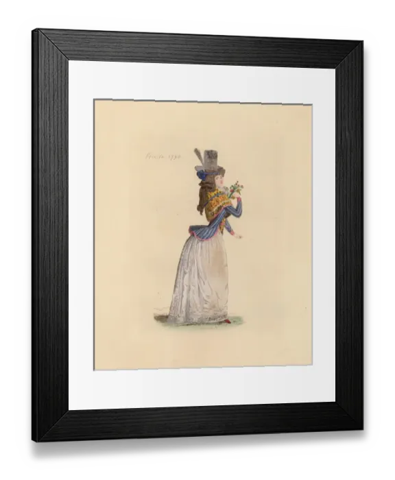 Framed Print : French woman wearing the fashion of February 1790 Framed Print : French woman wearing the fashion of February 1790