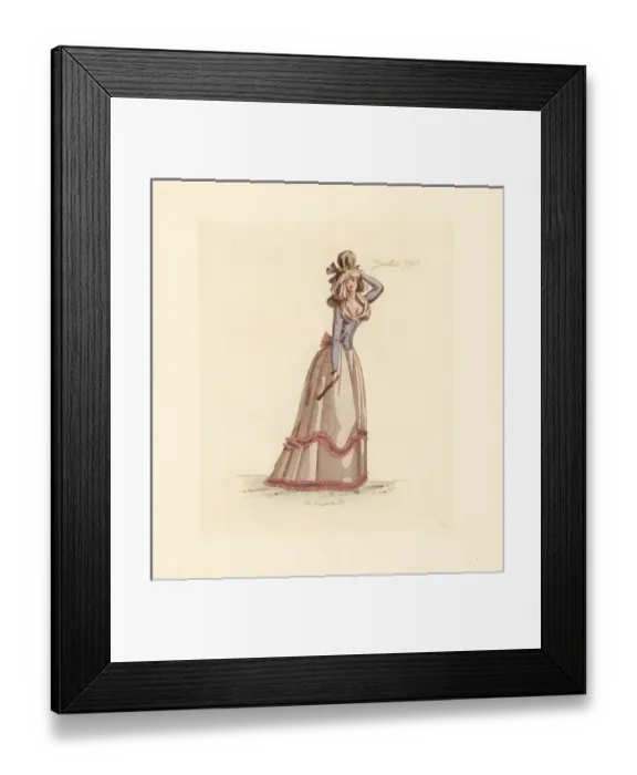 Framed Print : French woman wearing the fashion of July 1792 Framed Print : French woman wearing the fashion of July 1792