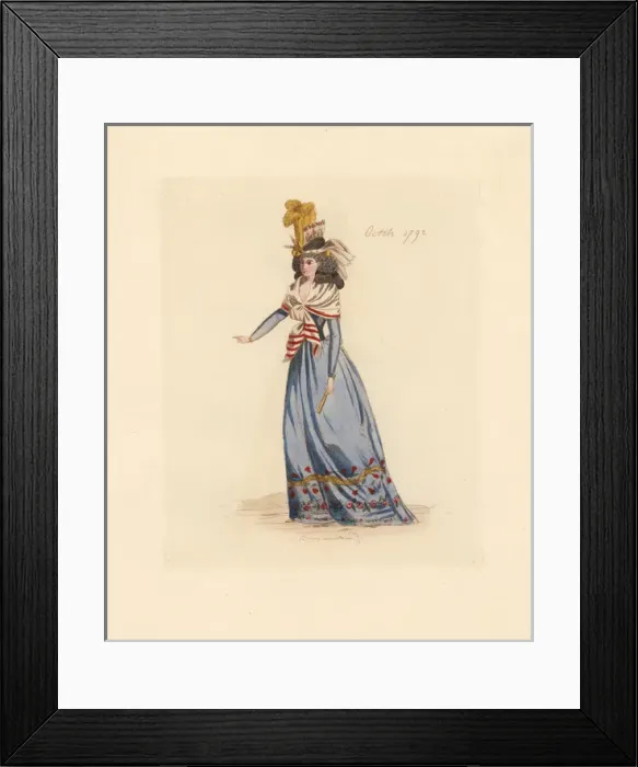 Framed Print : French woman wearing the fashion of October 1792 Framed Print : French woman wearing the fashion of October 1792