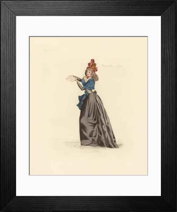 Framed Print : French woman wearing the fashion of November 1792 Framed Print : French woman wearing the fashion of November 1792