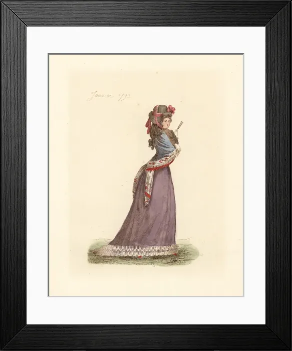 Framed Print : French woman wearing the fashion of January 1793