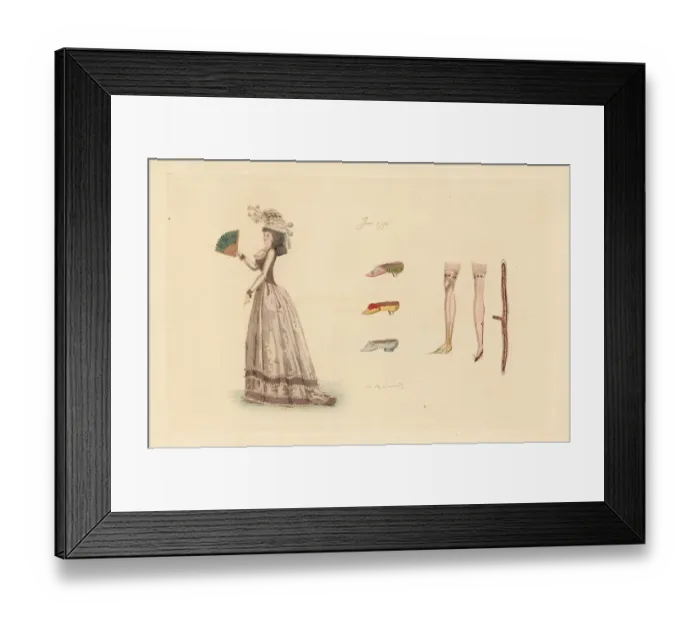 Framed Print : French woman wearing the fashion of June 1790 Framed Print : French woman wearing the fashion of June 1790