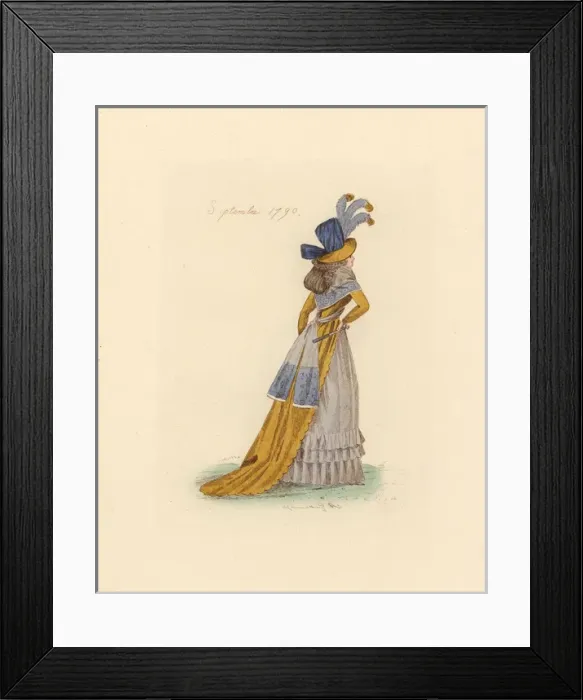 Framed Print : French woman wearing the fashion of September 1790 Framed Print : French woman wearing the fashion of September 1790