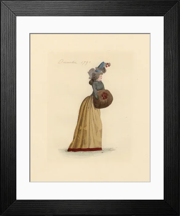 Framed Print : French woman wearing the fashion of December 1790 Framed Print : French woman wearing the fashion of December 1790