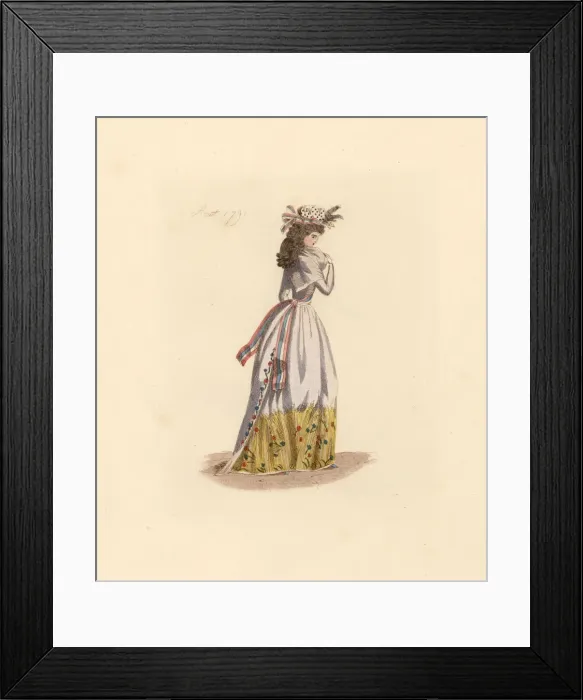 Framed Print : French woman wearing the fashion of August 1791 Framed Print : French woman wearing the fashion of August 1791