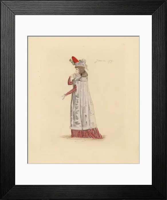 Framed Print : French woman wearing the fashion of January 1790