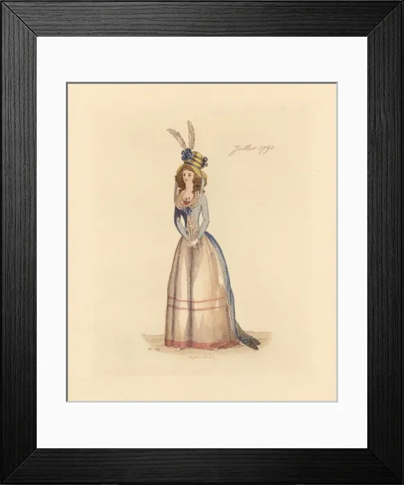 Framed Print : French woman wearing the fashion of July 1790 Framed Print : French woman wearing the fashion of July 1790