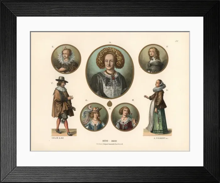 Framed Print : European costumes from the mid 17th century Framed Print : European costumes from the mid 17th century