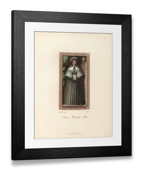 Framed Print : Anna Hoefelin, 1603-1665, from her gravestone Framed Print : Anna Hoefelin, 1603-1665, from her gravestone