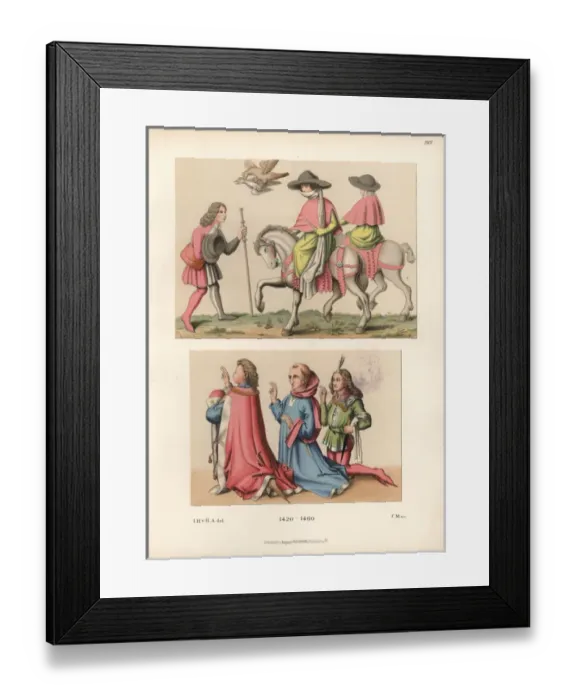 Framed Print : Male and female fashion from the 15th century Framed Print : Male and female fashion from the 15th century