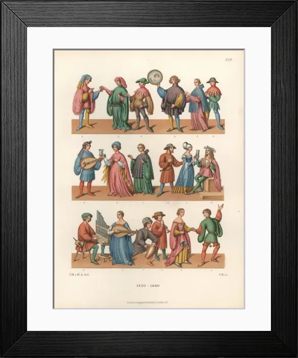 Framed Print : Fashions from the mid 15th century Framed Print : Fashions from the mid 15th century