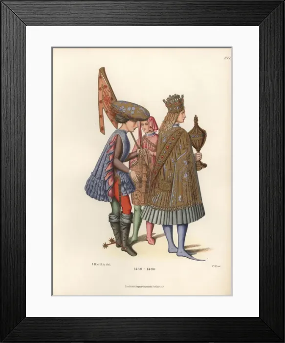 Framed Print : Italian mens fashions from the mid 15th century Framed Print : Italian mens fashions from the mid 15th century
