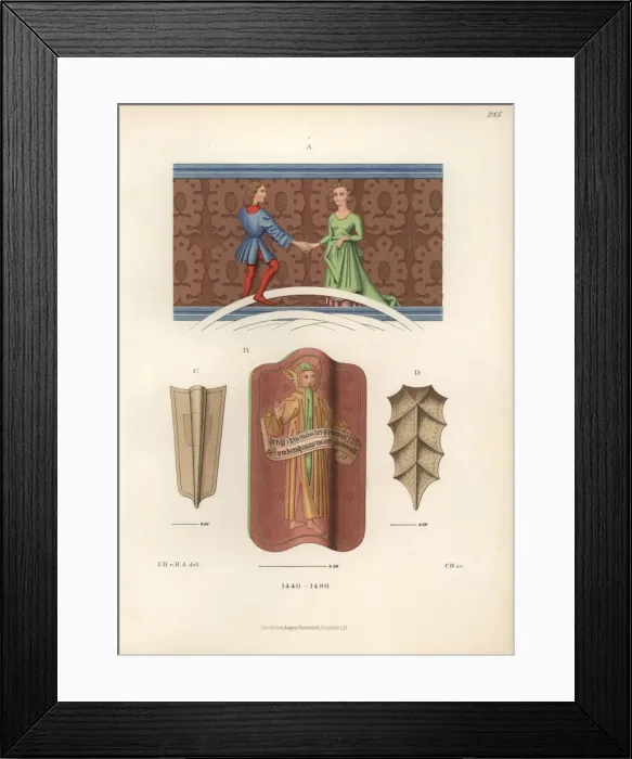 Framed Print : Fashion of the mid 15th century from a miniature Framed Print : Fashion of the mid 15th century from a miniature