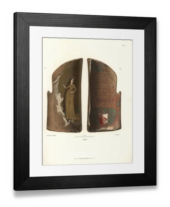 Framed Print : Knights shield of painted and gilded wood Framed Print : Knights shield of painted and gilded wood