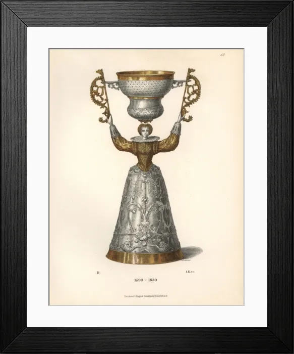 Framed Print : Wedding cup in silver and gilt from the 17th century Framed Print : Wedding cup in silver and gilt from the 17th century