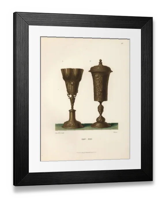 Framed Print : Two goblets in gilt-plated silver, Gothic style Framed Print : Two goblets in gilt-plated silver, Gothic style