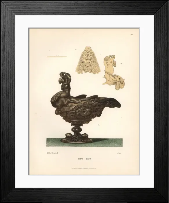 Framed Print : Table ornament in gold from the 17th century Framed Print : Table ornament in gold from the 17th century