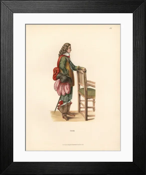 Framed Print : Korean man in hat, breeches and stockings, holding a stick Framed Print : Korean man in hat, breeches and stockings, holding a stick