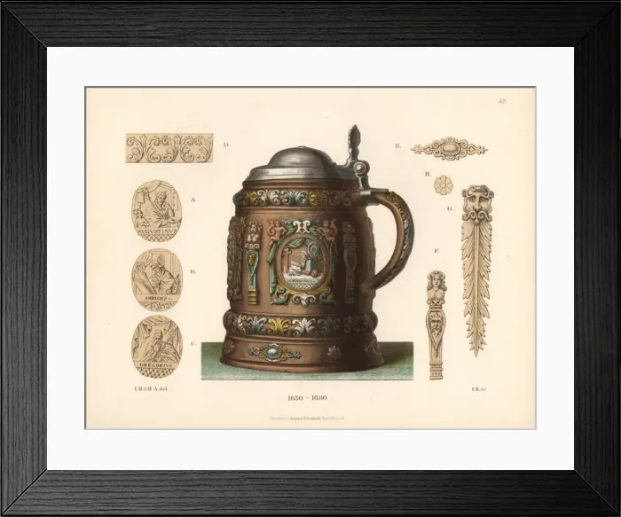 Framed Print : Tankard from the mid-17th century with Christian Framed Print : Tankard from the mid-17th century with Christian