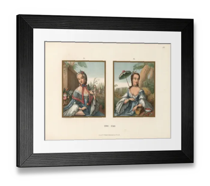 Framed Print : Seasonal fashions from the early 18th century Framed Print : Seasonal fashions from the early 18th century