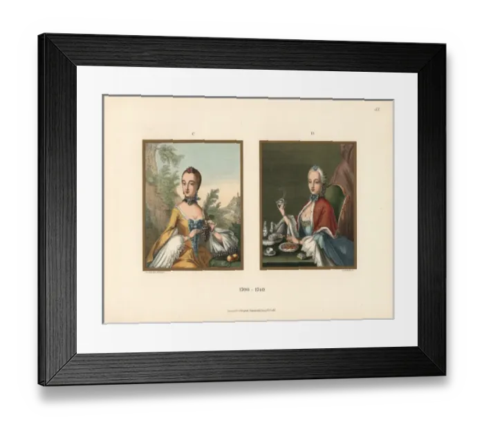 Framed Print : Seasonal fashions from the early 18th century Framed Print : Seasonal fashions from the early 18th century