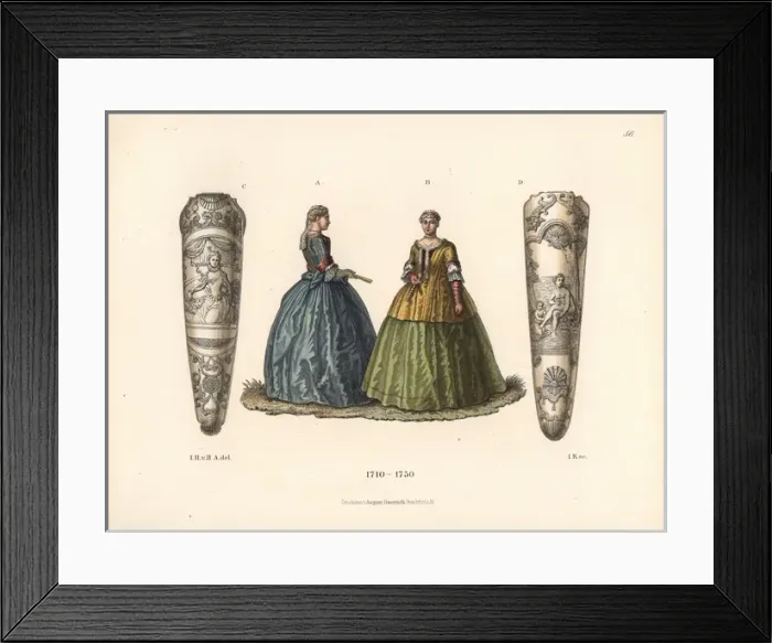 Framed Print : Womens fashions and carved ivory tobacco muller Framed Print : Womens fashions and carved ivory tobacco muller