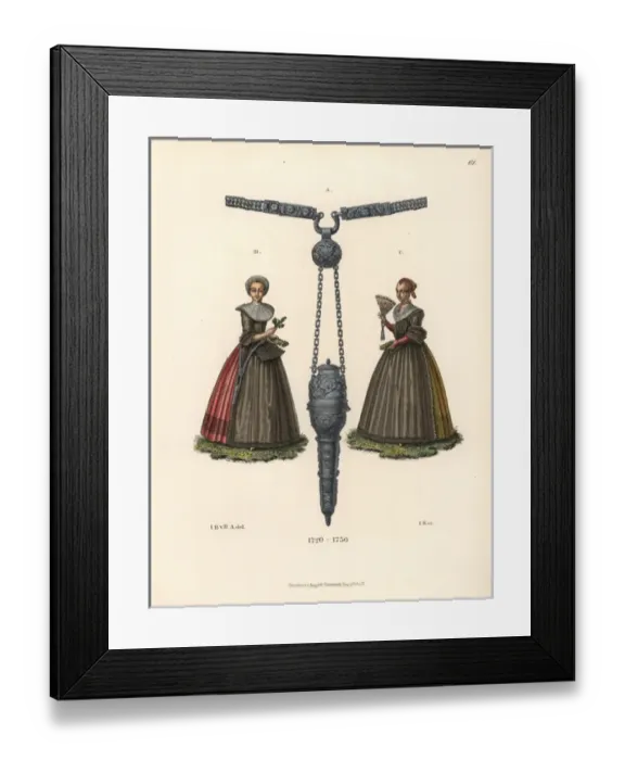 Framed Print : Burgher women of Augsburg in full skirts, bodices Framed Print : Burgher women of Augsburg in full skirts, bodices