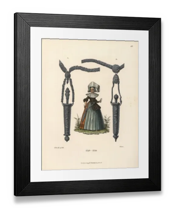 Framed Print : Woman from Augsburg in mid 18th century fashion Framed Print : Woman from Augsburg in mid 18th century fashion