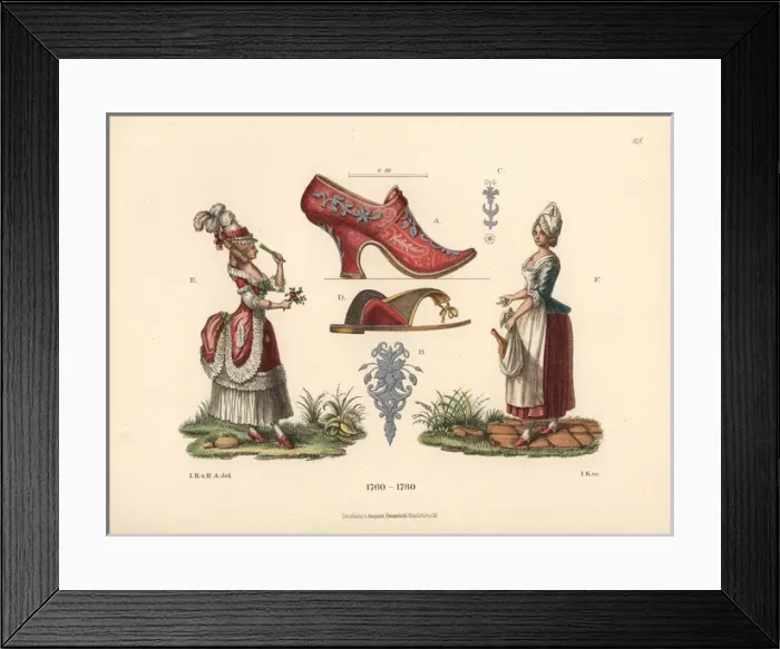 Framed Print : Women in the fashions of the mid-18th century Framed Print : Women in the fashions of the mid-18th century