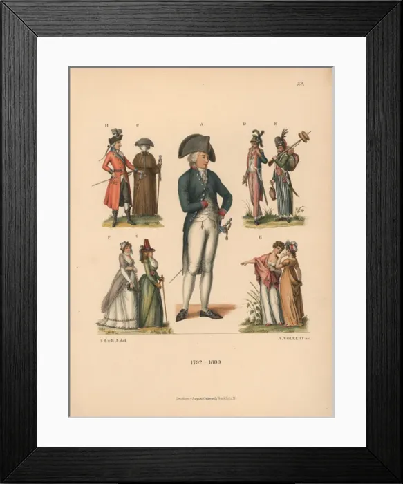 Framed Print : German fashions from 1792 to 1800 Framed Print : German fashions from 1792 to 1800