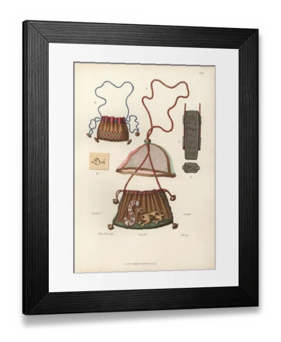 Framed Print : 14th century wallets and purses from Cologne Framed Print : 14th century wallets and purses from Cologne