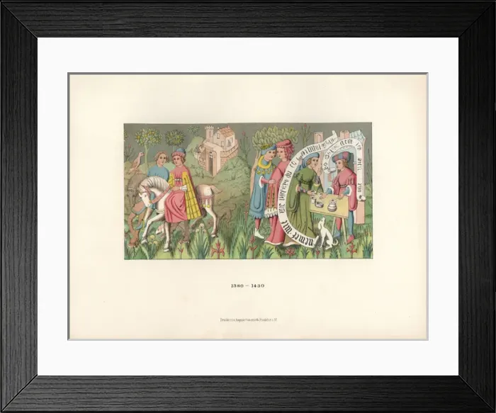 Framed Print : Carpet from the early 15th century depicting Framed Print : Carpet from the early 15th century depicting