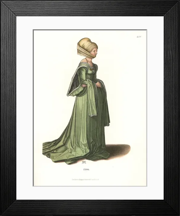 Framed Print : Woman of Nuremburg in elaborate headdress, 1500 Framed Print : Woman of Nuremburg in elaborate headdress, 1500