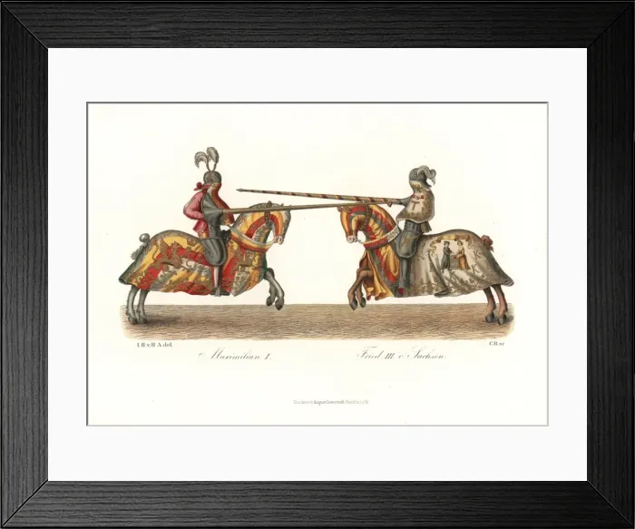 Framed Print : Tournament joust between Maximilian I and Frederick