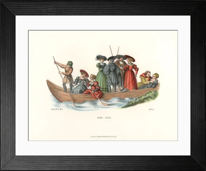 Framed Print : German male and female costumes, early 16th century Framed Print : German male and female costumes, early 16th century