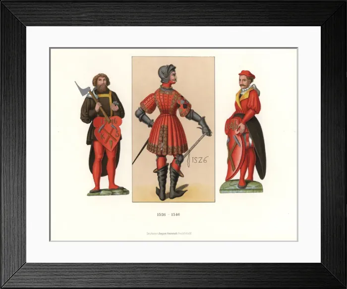 Framed Print : German male costumes of 1526-1546