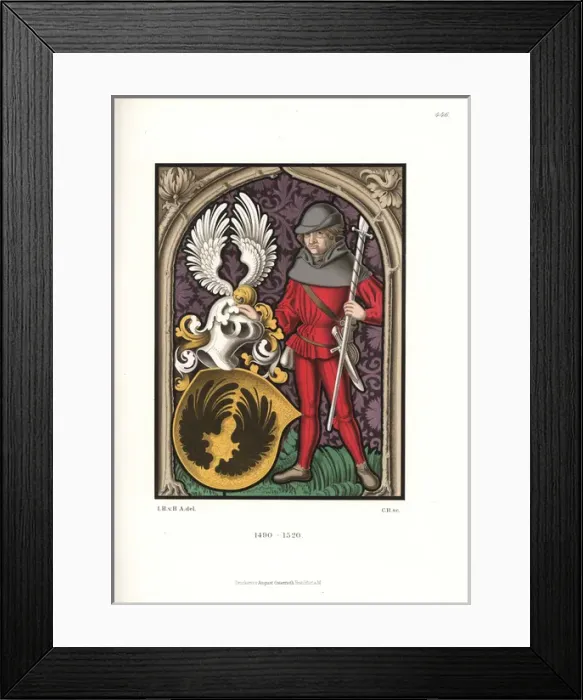 Framed Print : Stained glass portrait of man in German hunting costume Framed Print : Stained glass portrait of man in German hunting costume
