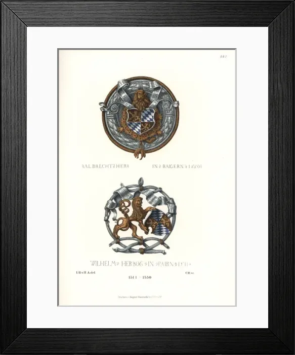 Framed Print : Coats of arms in silver, gold and enamel from the Rathaus Framed Print : Coats of arms in silver, gold and enamel from the Rathaus