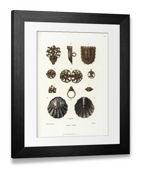 Framed Print : Jewelry from the end of the 15th and early 16th centuries Framed Print : Jewelry from the end of the 15th and early 16th centuries