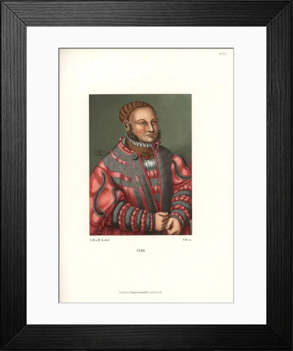 Framed Print : German gentlemens luxurious fashion from 1526 Framed Print : German gentlemens luxurious fashion from 1526