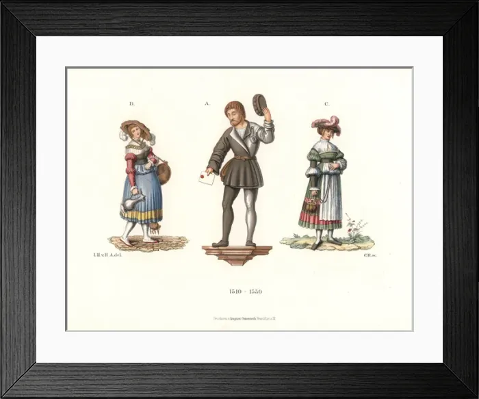 Framed Print : Swiss costumes of the first half of the 16th century Framed Print : Swiss costumes of the first half of the 16th century