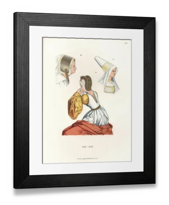 Framed Print : German womens headdresses, 1510-1550 Framed Print : German womens headdresses, 1510-1550