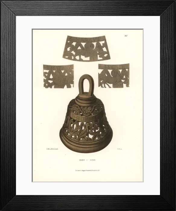 Framed Print : Hand bell.. Chromolithograph from Jakob Heinrich von Hefner-Altenecks Costumes, Artworks Framed Print : Hand bell.. Chromolithograph from Jakob Heinrich von Hefner-Altenecks Costumes, Artworks