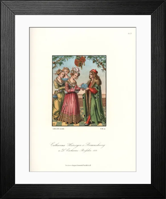 Framed Print : Catherine of Brunswick-Wolfenbuttel receiving a book Framed Print : Catherine of Brunswick-Wolfenbuttel receiving a book